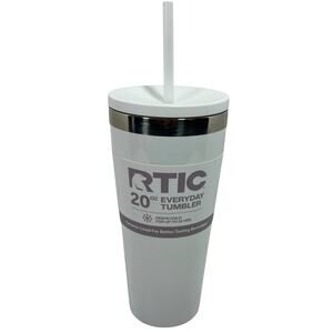 RTIC 20oz Ceramic Lined Everyday Tumbler Straw Lid White Glitter - New/Unused